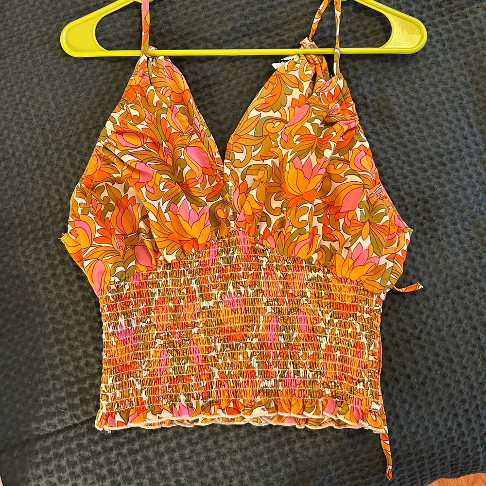 Vic X Summer of Diane Size L Satin Floral Tanktop